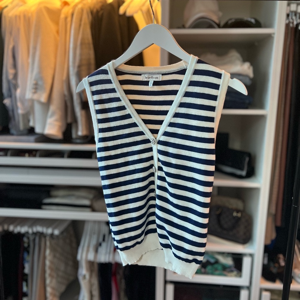 Heartloom Striped Knit Top in Navy and Cream